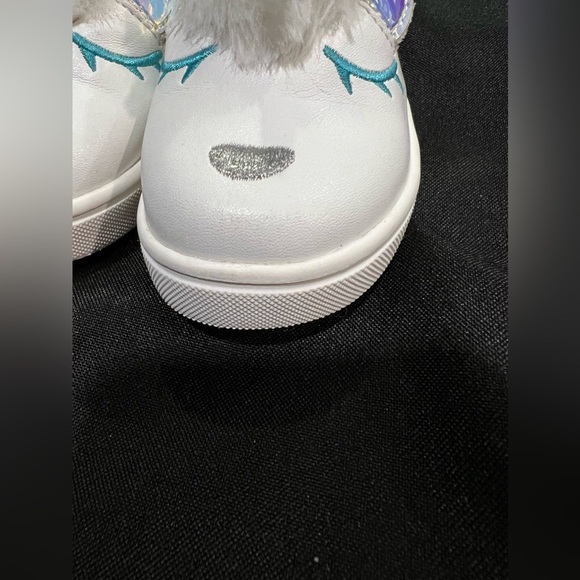 Cat & Jack Unicorn Glitter Slip On Sneakers w/ Tail & Horn (6c) - Picture 7 of 9